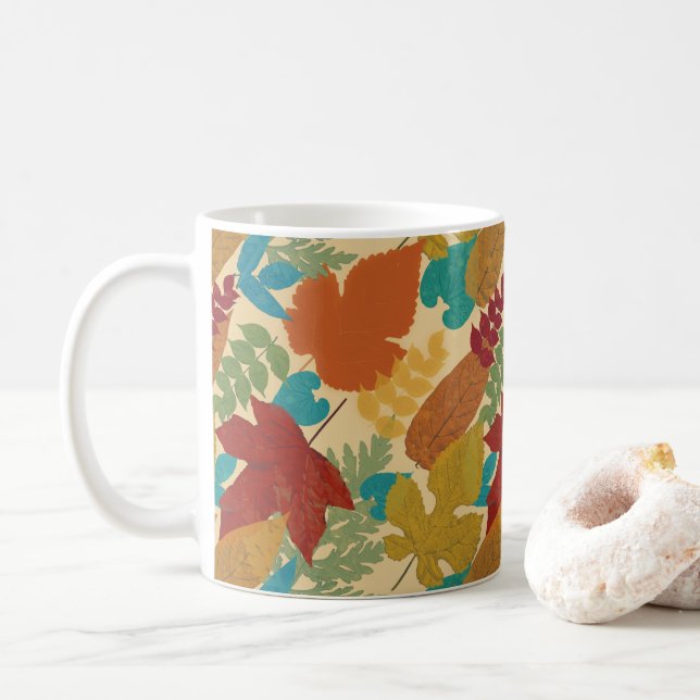 Colourful Autumn Leaves  Coffee Mug (With Donut)