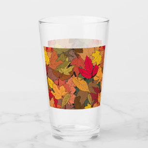 Colourful autumn leaves glass