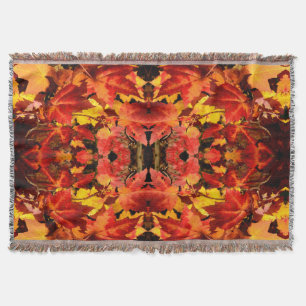 Colourful Autumn Leaves, gold red orange maple lea Throw Blanket