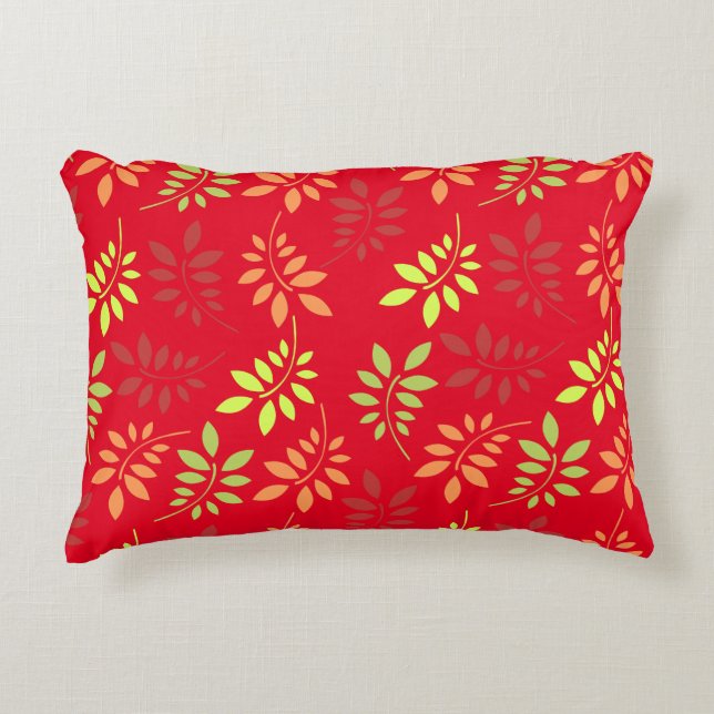 Colourful Autumn Leaves in Warm Tones Accent Pillow (Front)