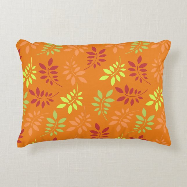 Colourful Autumn Leaves in Warm Tones Accent Pillow (Front)
