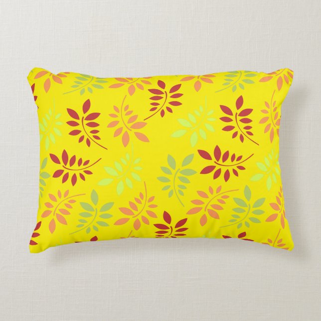 Colourful Autumn Leaves in Warm Tones Accent Pillow (Front)
