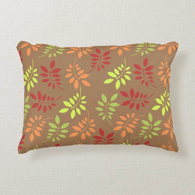 Colourful Autumn Leaves in Warm Tones Accent Pillow (Front)