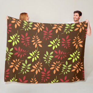 Colourful Autumn Leaves in Warm Tones Fleece Blank Blanket