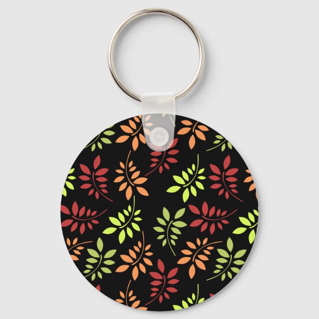 Colourful Autumn Leaves in Warm Tones Keychain (Front)