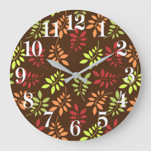 Colourful Autumn Leaves in Warm Tones Large Clock