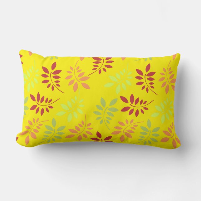 Colourful Autumn Leaves in Warm Tones Lumbar Pillow (Front)