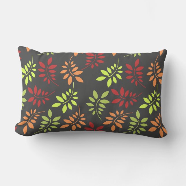 Colourful Autumn Leaves in Warm Tones Lumbar Pillow (Front)