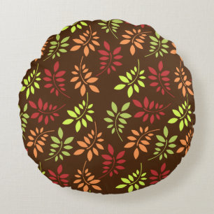 Colourful Autumn Leaves in Warm Tones Round Pillow