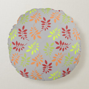 Colourful Autumn Leaves in Warm Tones Round Pillow