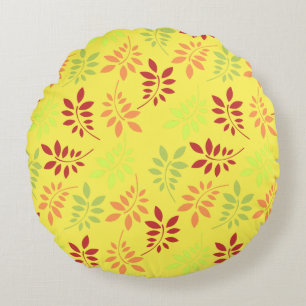 Colourful Autumn Leaves in Warm Tones Round Pillow