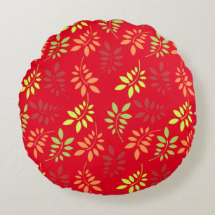 Colourful Autumn Leaves in Warm Tones Round Pillow