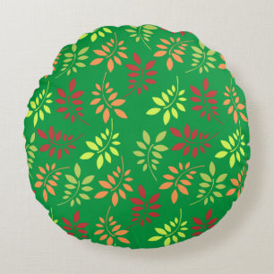 Colourful Autumn Leaves in Warm Tones Round Pillow