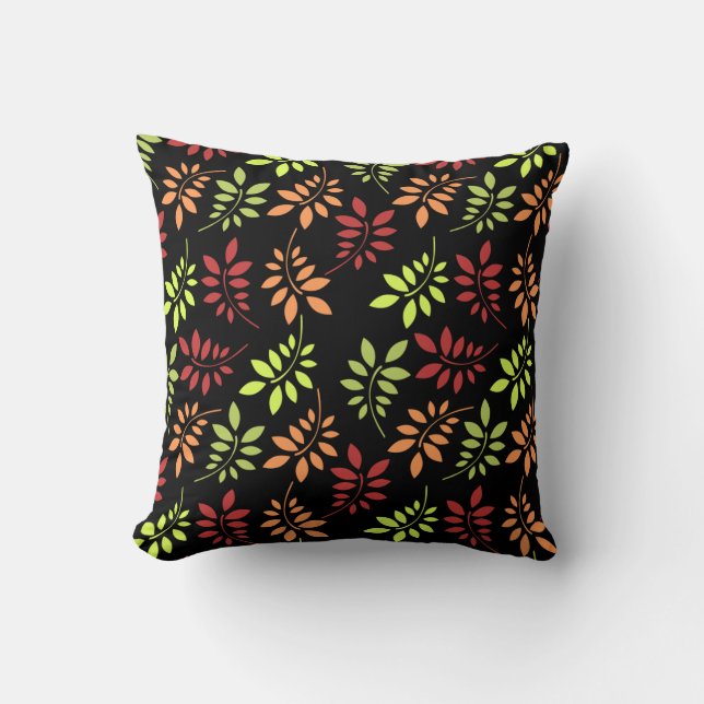 Colourful Autumn Leaves in Warm Tones Throw Pillow (Front)