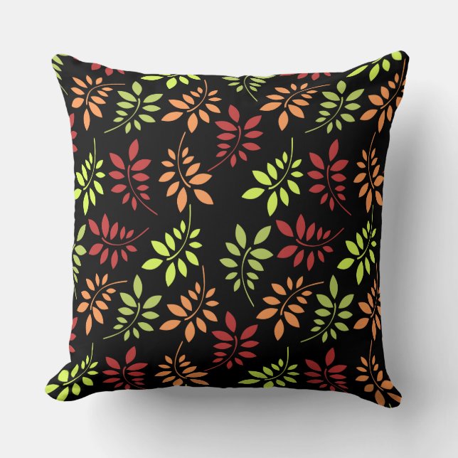 Colourful Autumn Leaves in Warm Tones Throw Pillow (Front)