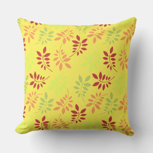 Colourful Autumn Leaves in Warm Tones Throw Pillow (Front)