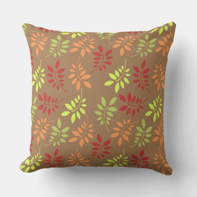 Colourful Autumn Leaves in Warm Tones Throw Pillow (Front)