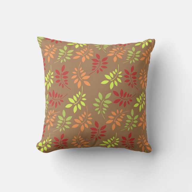 Colourful Autumn Leaves in Warm Tones Throw Pillow (Front)