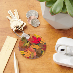 Colourful autumn leaves keychain