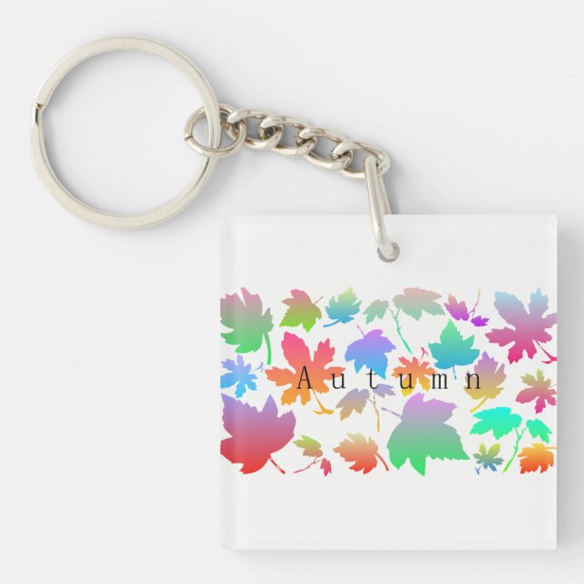 Colourful autumn leaves keychain (Front)