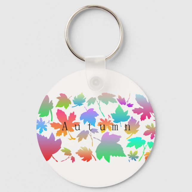 Colourful autumn leaves keychain (Front)