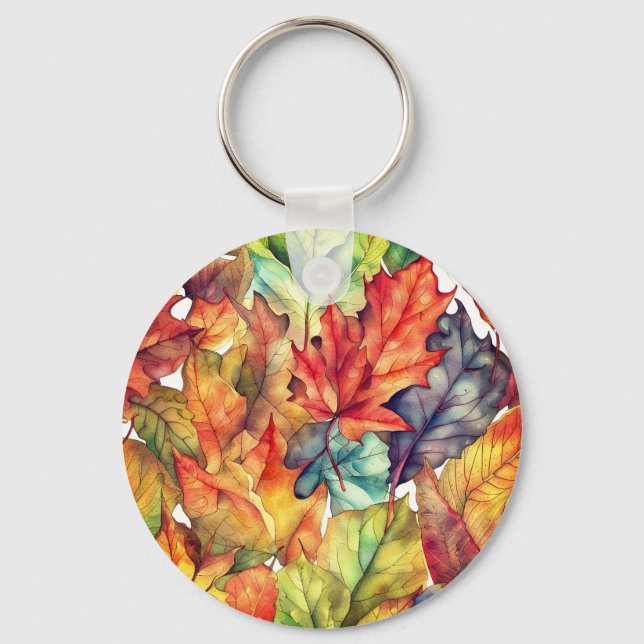 Colourful Autumn Leaves Keychain (Front)