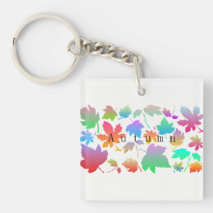 Colourful autumn leaves keychain