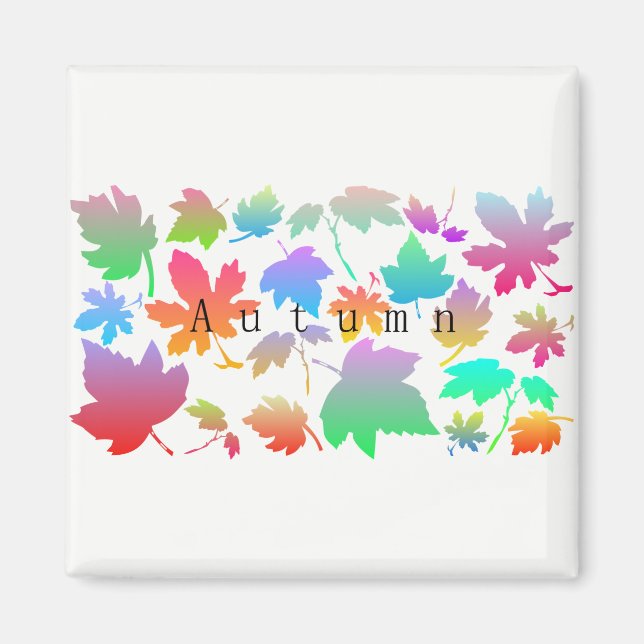 Colourful autumn leaves magnet (Front)