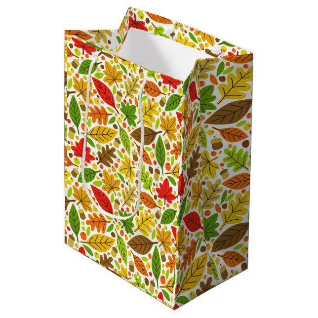 Colourful Autumn Leaves Medium Gift Bag (Front Angled)