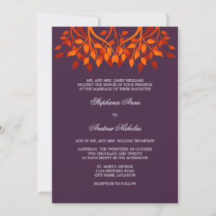Colourful Autumn Leaves Monogram Wedding Invitatio Invitation