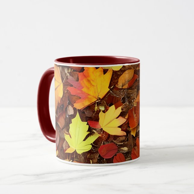 Colourful Autumn Leaves Mug (Front Left)