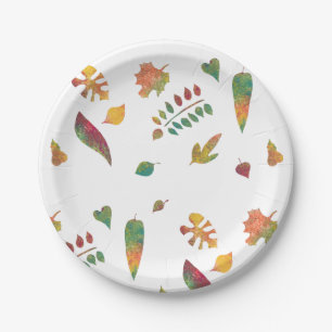 Colourful Autumn Leaves Painting Paper Plates