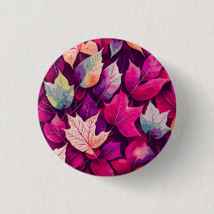 Colourful Autumn Leaves Pattern-68218 1 Inch Round Button