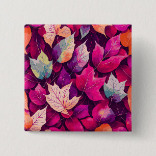 Colourful Autumn Leaves Pattern-68218 2 Inch Square Button
