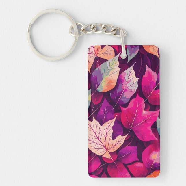 Colourful Autumn Leaves Pattern-68218 Keychain (Front)