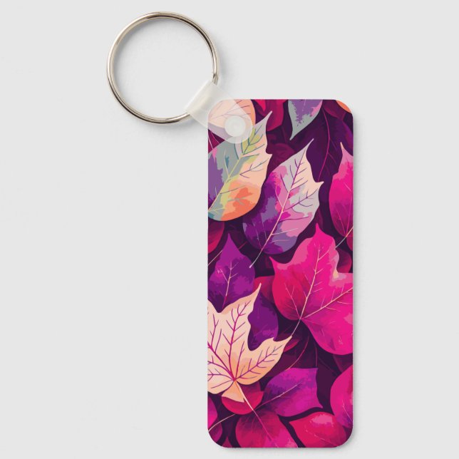 Colourful Autumn Leaves Pattern-68218 Keychain (Front)