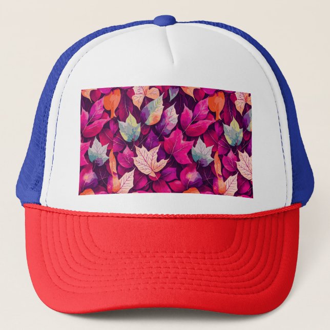 Colourful Autumn Leaves Pattern-68218 Trucker Hat (Front)