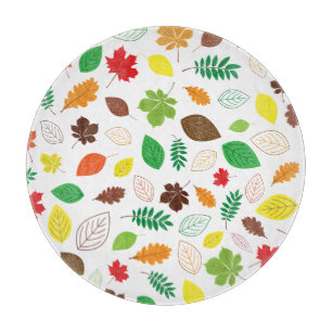 Colourful Autumn Leaves Pattern Cutting Board