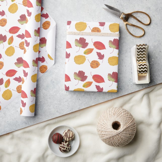 Colourful Autumn Leaves Pattern / Fall Foliage Wrapping Paper (Crafts)