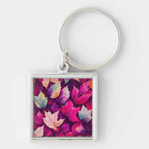 Colourful Autumn Leaves Pattern  Keychain