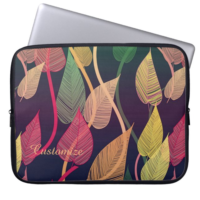 Colourful Autumn Leaves Pattern Laptop Sleeve (Front)
