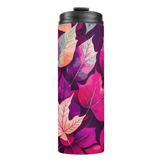 Colourful Autumn Leaves Pattern  Thermal Tumbler (Front)