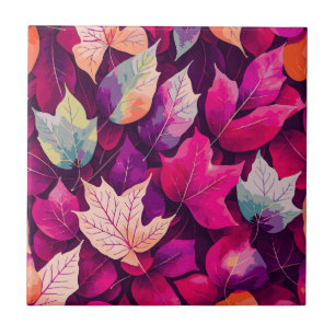 Colourful Autumn Leaves Pattern Tile
