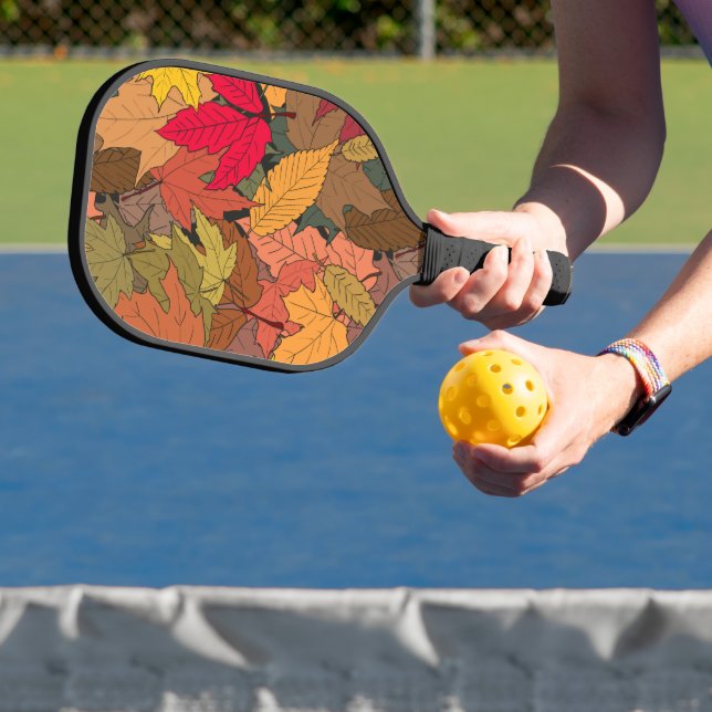 Colourful autumn leaves pickleball paddle (Insitu)
