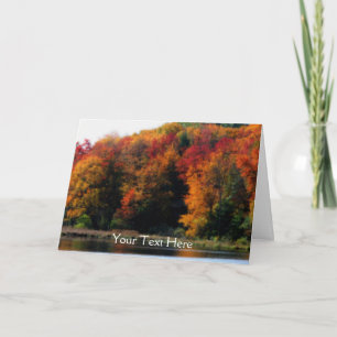 Colourful Autumn Leaves Pond Nature Photo Card