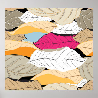 Colourful autumn leaves, seamless pattern. poster