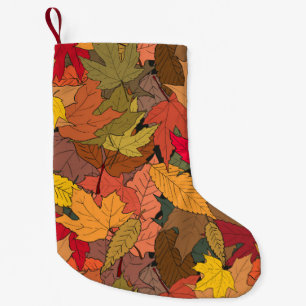 Colourful autumn leaves small christmas stocking
