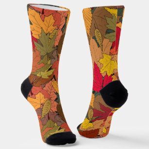 Colourful autumn leaves socks