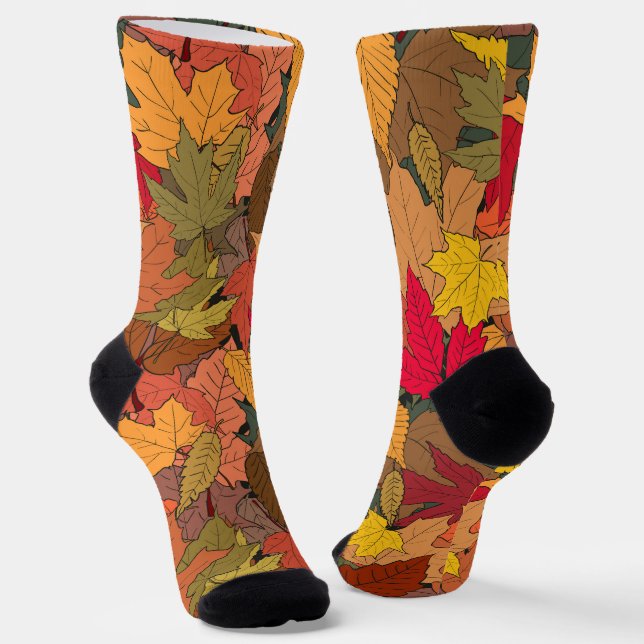 Colourful autumn leaves socks (Angled)