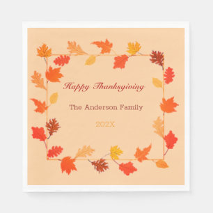 Colourful Autumn Leaves Thanksgiving Dinner Party  Napkin
